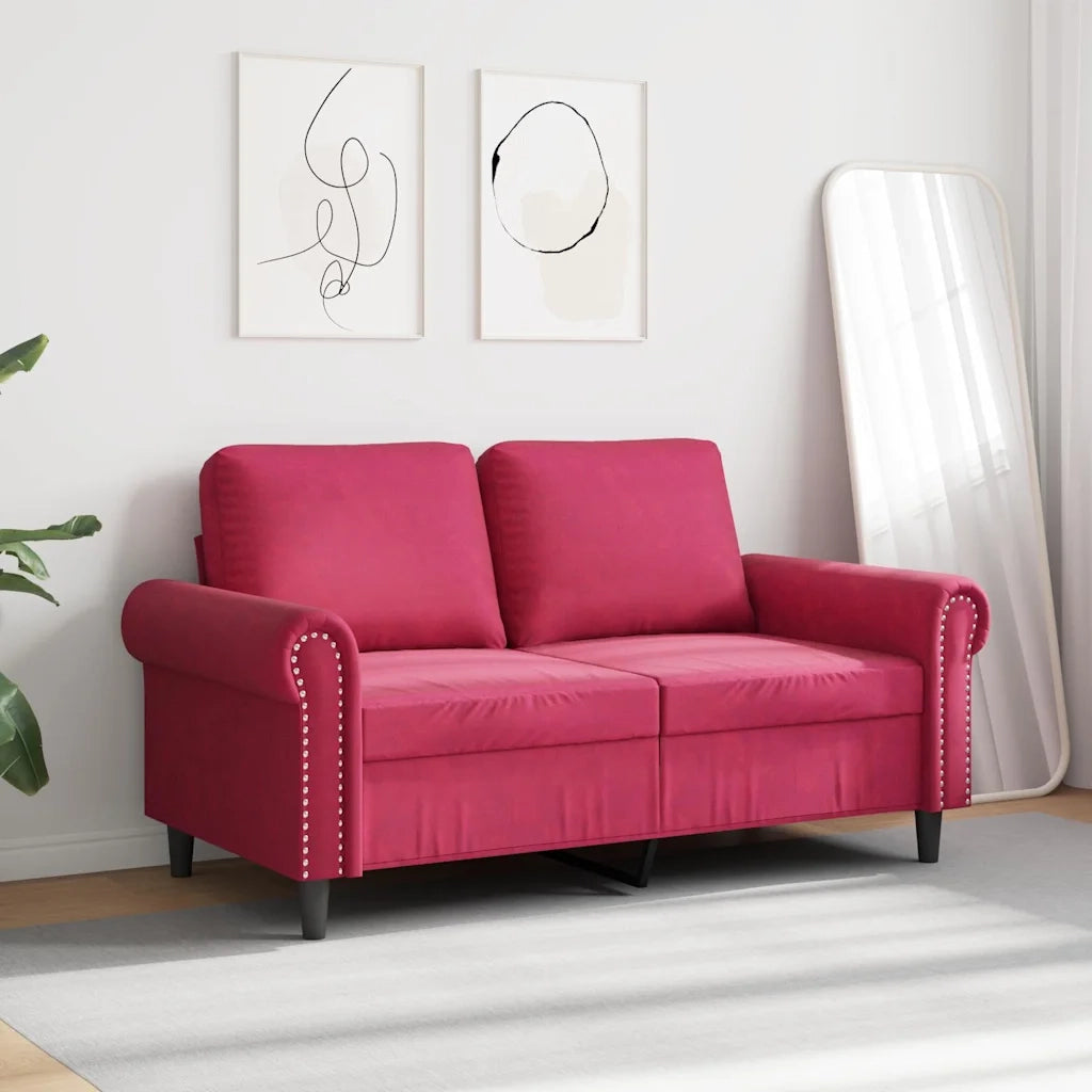 Divano a 2 Posti-Sofa 2 Posti Rosso Vino 120 cm in Velluto 389574