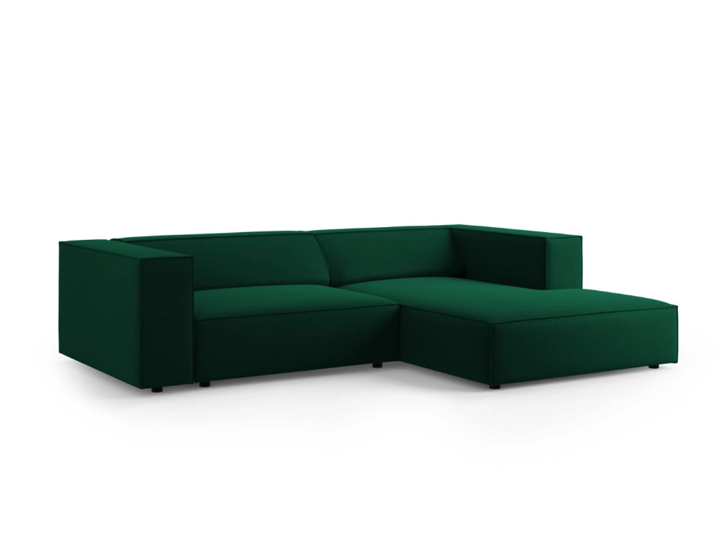 Cosmopolitan Design - Divano angolare destro "Arendal" 3 posti in velluto verde bottiglia 