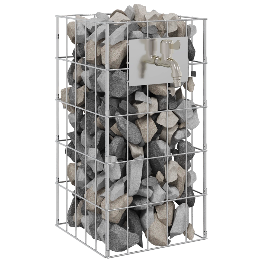 Colonna Gabion con Rubinetto 50x25x25 cm Acciaio Inox
