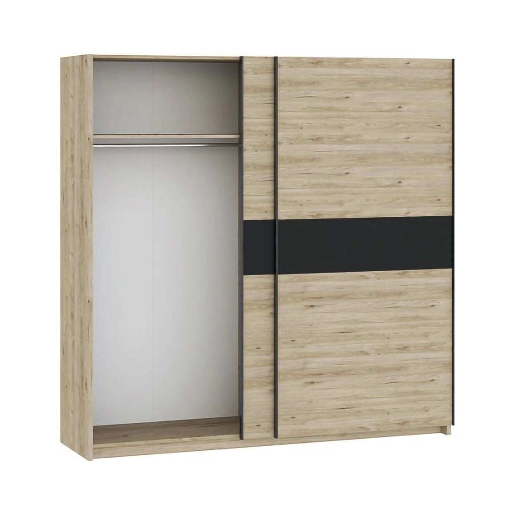 Armadio Camera da Letto Nalika, Guardaroba 2 Ante 2 Ripiani, 200x204h cm Marrone Rovere