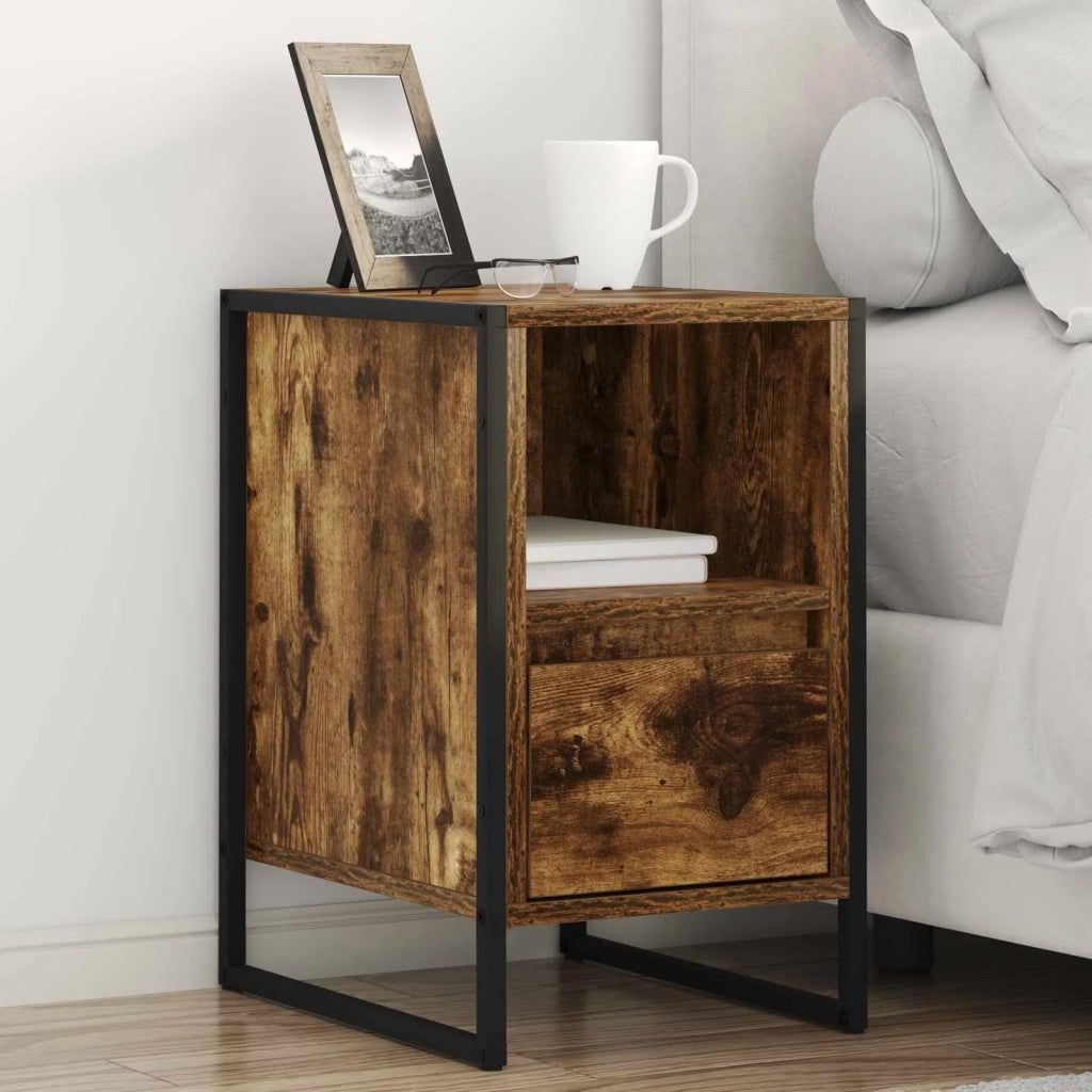 Comodino con cassetto 2 pcs Quercia Fumosa 39,5 x 30 x 50 cm 886659