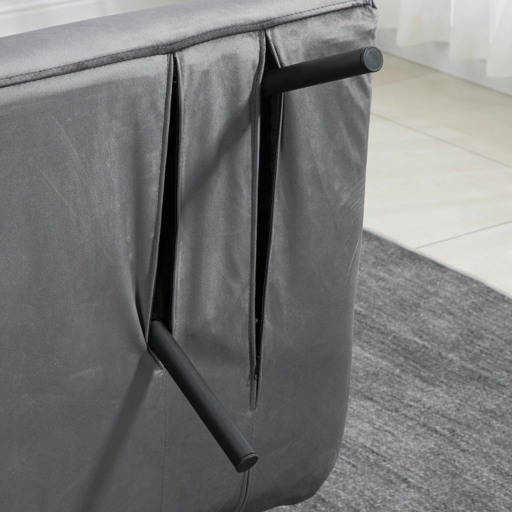 Divano Letto Schienale Regolabile 102x73x81 cm in Velluto Grigio Scuro