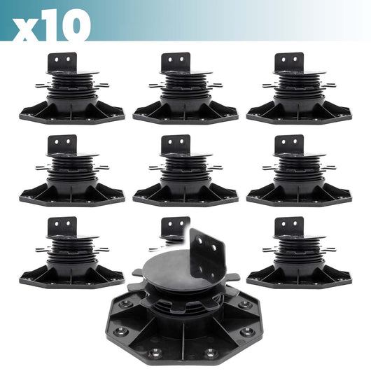 Set 10 supporti per pavimenti galleggianti, Altezza regolabile 33-64mm Max 2700 kg, Piedini Decking