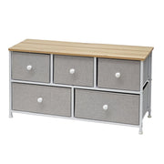 Trade Shop - Mobiletto Cassettiera Multiuso Salvaspazio 5 Cassetti In Metallo Legno Naturale Tnt Grigio -