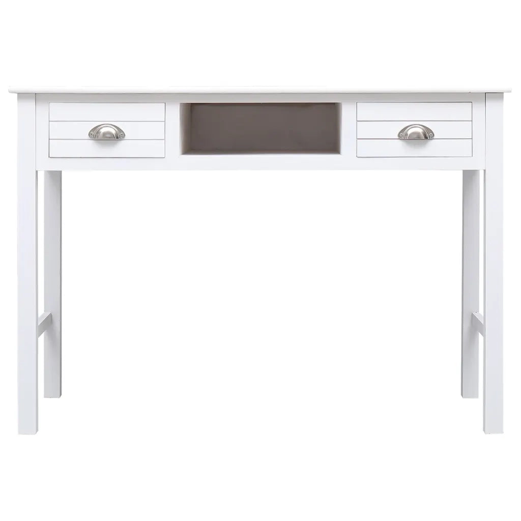 Scrivania Bianca 108x45x76 cm in Legno Massello di Paulownia 338535