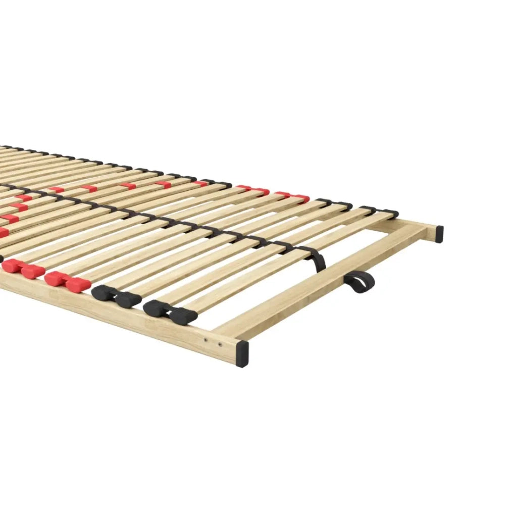 Base per letto ZITTARO – 28 doghe – 90x200 cm – Finitura quercia e nero – Supporto rigido e design sobrio