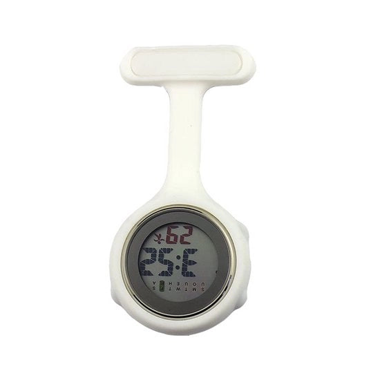Orologio per infermieri - Acqua resistente - Orologio digitale - Cinturino in silicone - Prevenzione delle infezioni - Vetro trasparente - Chiusura clip-on - Orologio da tasca