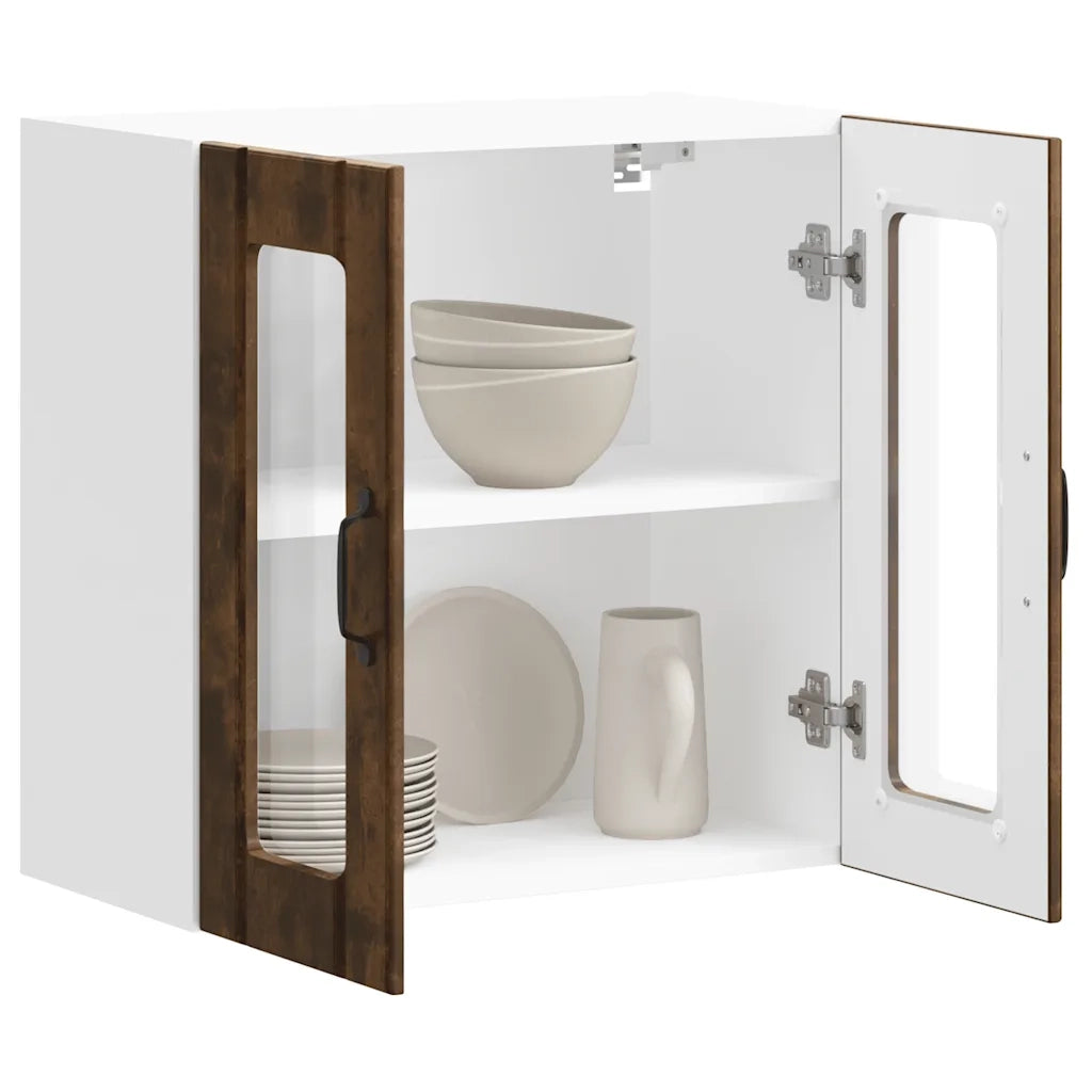 Pensile da Cucina | Mobile da Cucina con Porta in Vetro Lucca Rovere Fumo