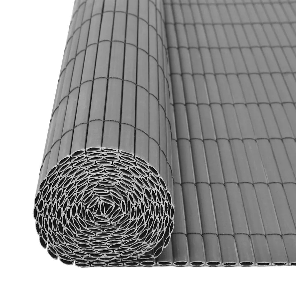 Recinzione da Giardino a Doppio Lato in PVC 90x500 cm Grigia 43631