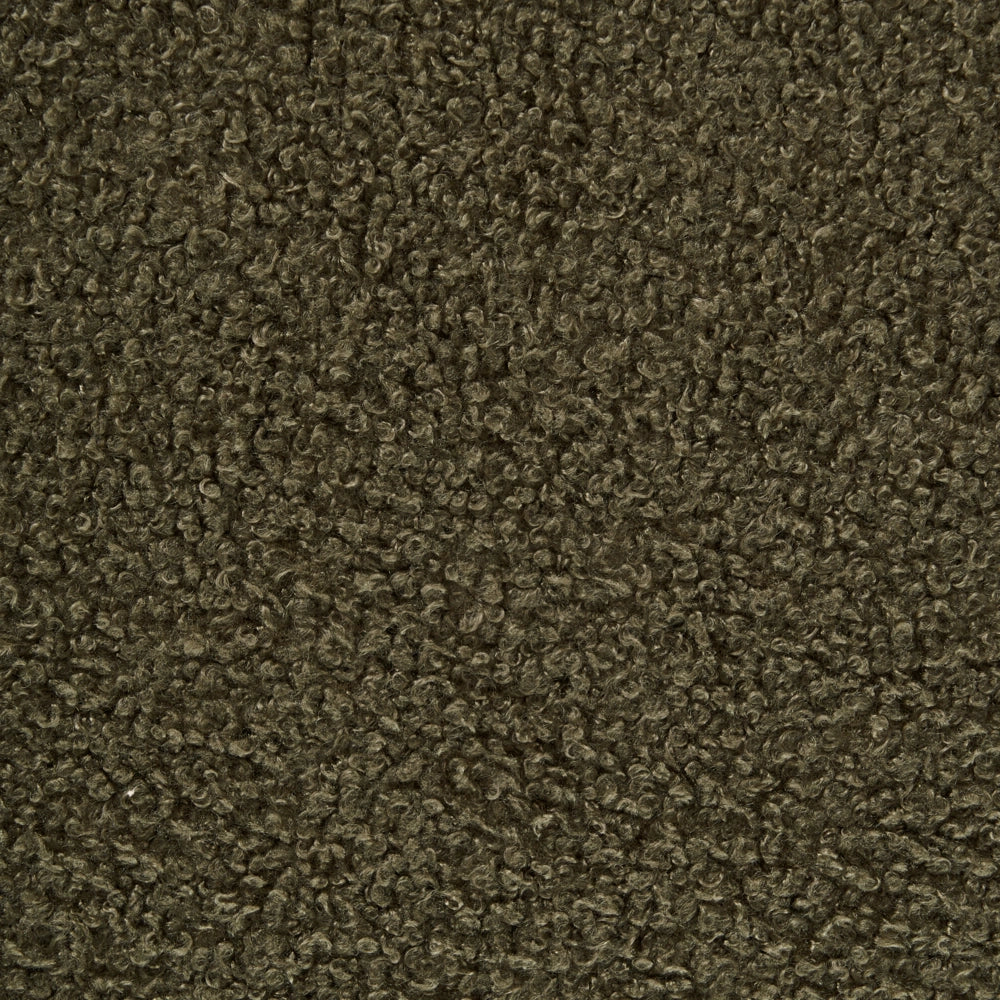 Set di 2 sedie da pranzo con seduta e schienale imbottiti verdi, rivestimento in bouclé, poliestere, struttura in legno di gomma color marrone, stile retrò, per sala da pranzo.