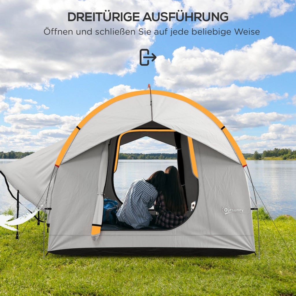 Tenda da campeggio 3 porte ¨C zephmum ¨C arancione e grigio 239x210x210