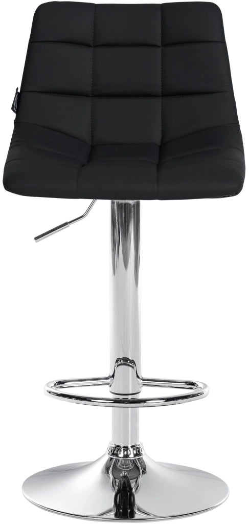 Sgabello Jerry in similpelle nero,cromo