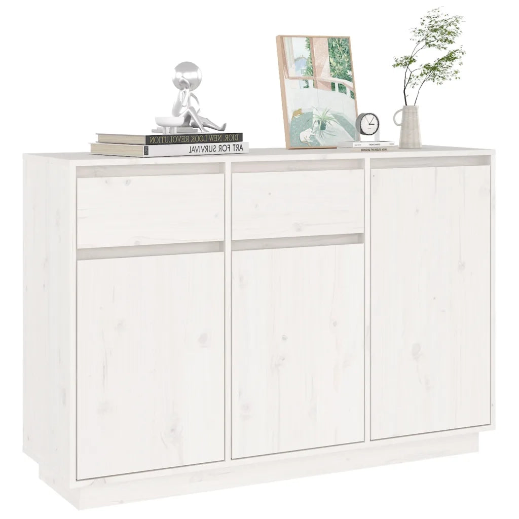 Credenza | Madia | Buffet da pranzo | Armadio da pranzo Bianca 110x34x75 cm in Legno Massello di Pino