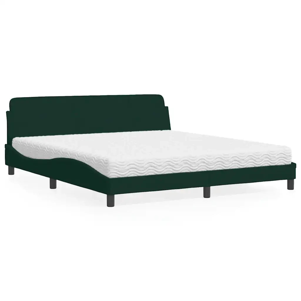 Letto con Materasso Dover Verde Scuro 180x200 cm in Velluto 3208454