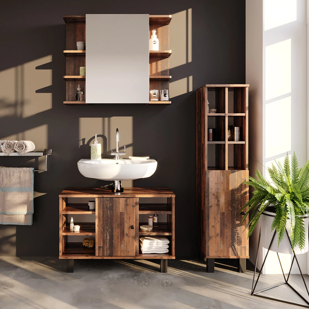 Mobiletto bagno Fynn Rovere rustico 30 x 130.6 cm porta grande Vicco