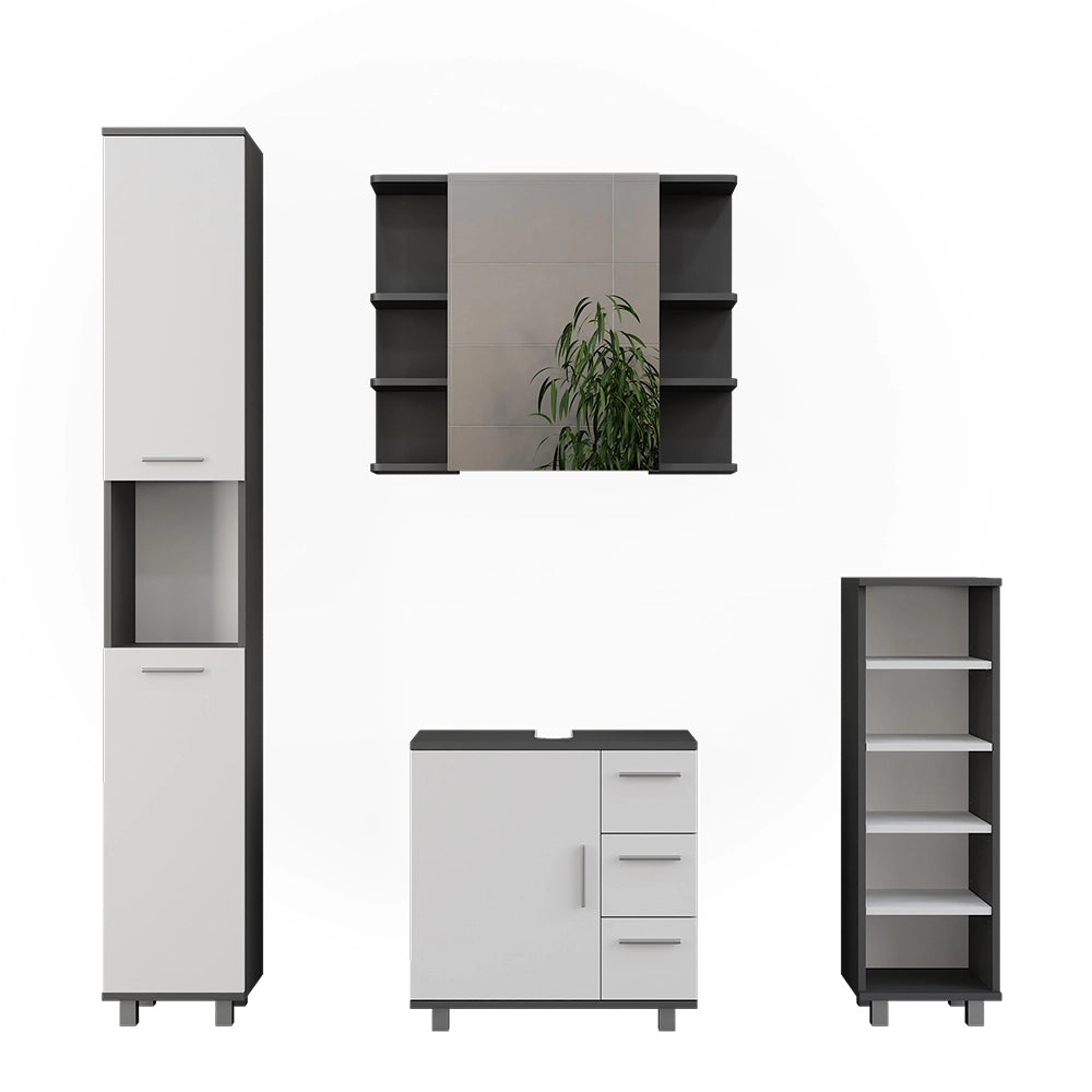 Vicco Set di mobili da bagno Antracite/bianco 4 parti