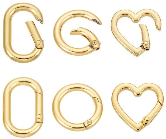 Ferraglia per Collana - 6 Pezzi - Chiusure per Creare Gioielli - Chiusura a Vela - Ovale/Cuore/Rondi - Misura: 24/25x25,5/31x20 mm - Chiusura