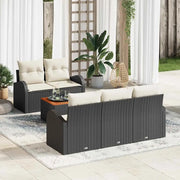 Set Divano da Giardino 6 pcs Nero e Crema polyrattan