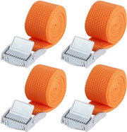 Pacco di 4 cinture di sostegno in poliestere arancione, cinture di sostegno corte 1 m * 2,5 cm, cinture di sostegno regolabili con clip in acciaio inossidabile, cinture di sostegno per biciclette, carrelli, cinture di sicurezza per auto (4 pezzi, 1 m)