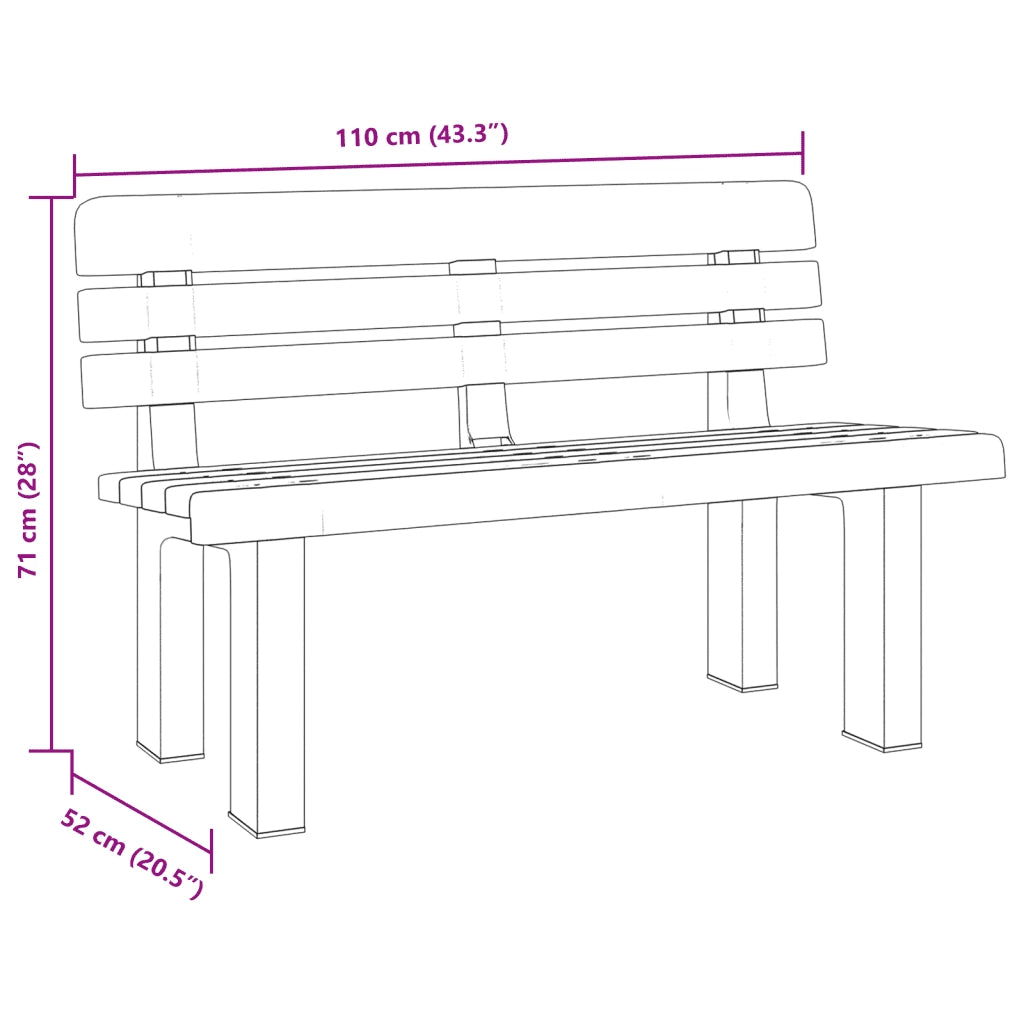 Panchina da Giardino Verde 110x52x71 cm in Polipropilene