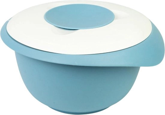 Mangiafuoco/bakkom con coperchio bifacciale, 2,5 l, con sfiato, plastico, blu/bianco.