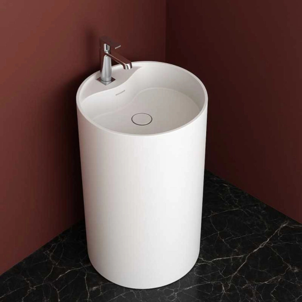 Lavabo monoforo free standing klaus plus artificial stone bianco opaco matt *** confezione 1