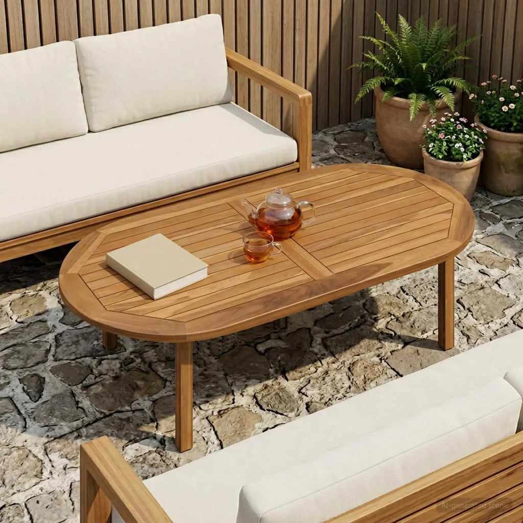 Piano del tavolo Ovale Legno di teak solido Naturale 42033173
