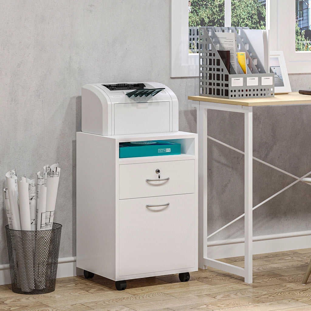 Cassettiera Portadocumenti da Ufficio 40x35x60 cm in Legno  Bianco