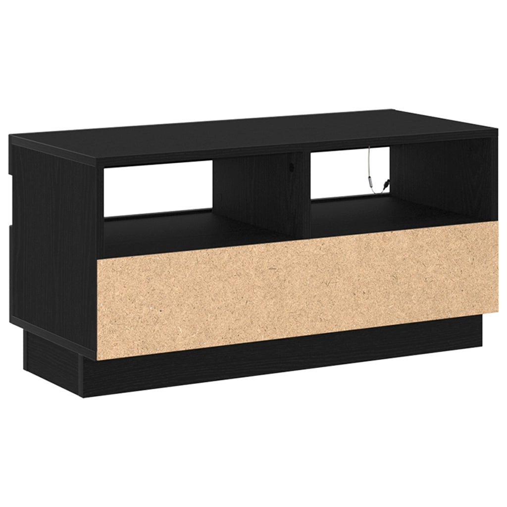 Mobile TV  con luci LED Nero Rovere 80x35x40 cm in legno ingegnerizzato