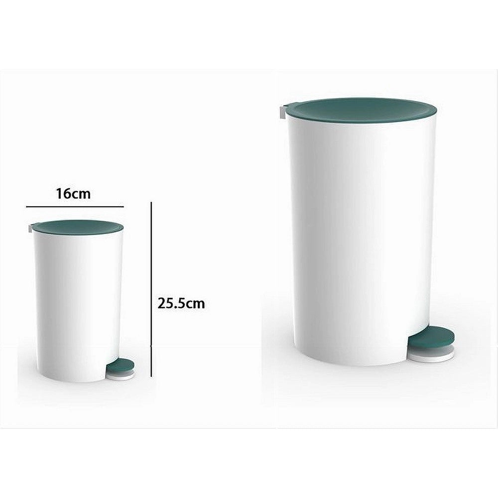 Trade Shop - Cestino Pattumiera A Pedale Arredo Bagno Bianco Verde Plastica Accessorio 69975 -