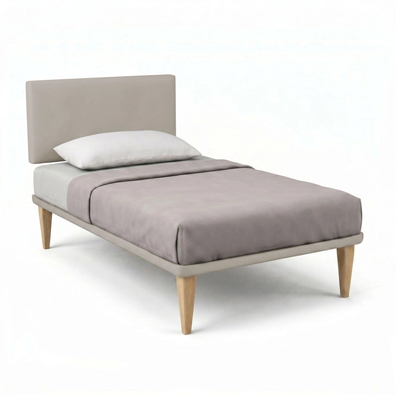 Letto imbottito Piazza e mezzo 120x200 cm Flat - Similpelle,Tortora,Con rete