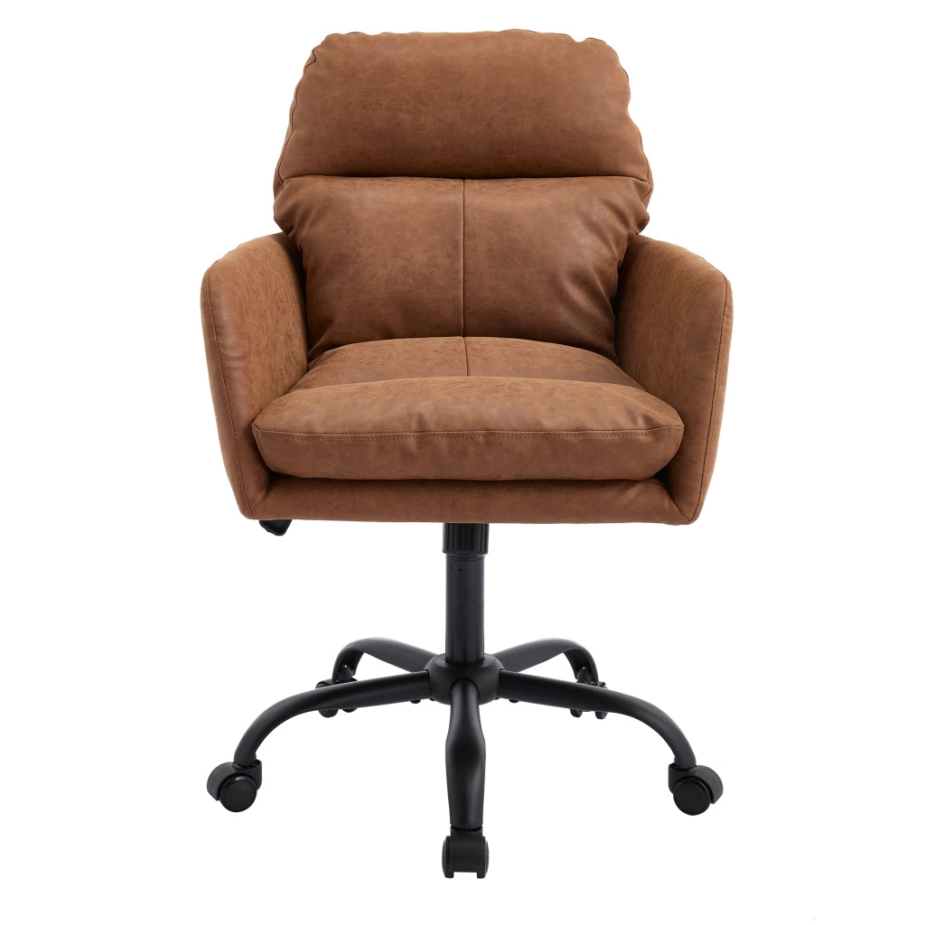 Sedia in similpelle PU - Zephmum - Base nera, regolabile in altezza, per ufficio, camera da letto, toeletta
