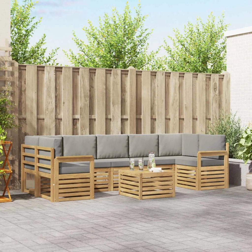 Set di divani da esterno 8 pcs Bianco e Grigio Chiaro