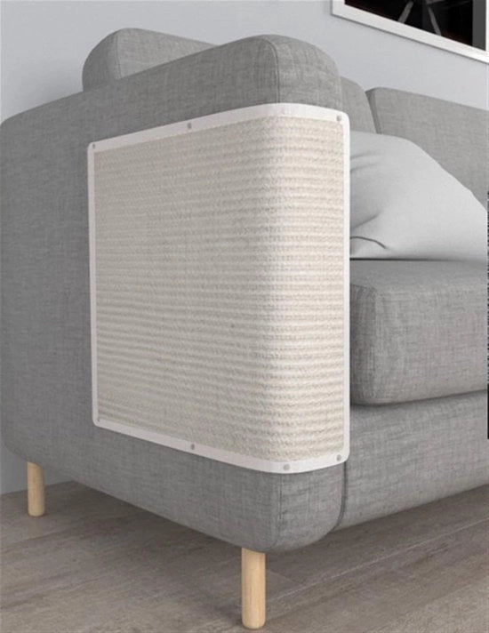 Cuscino in sisal per gatti - Protezione per divano - 1 pezzo - Bianco - 19,6 x 15,7 cm