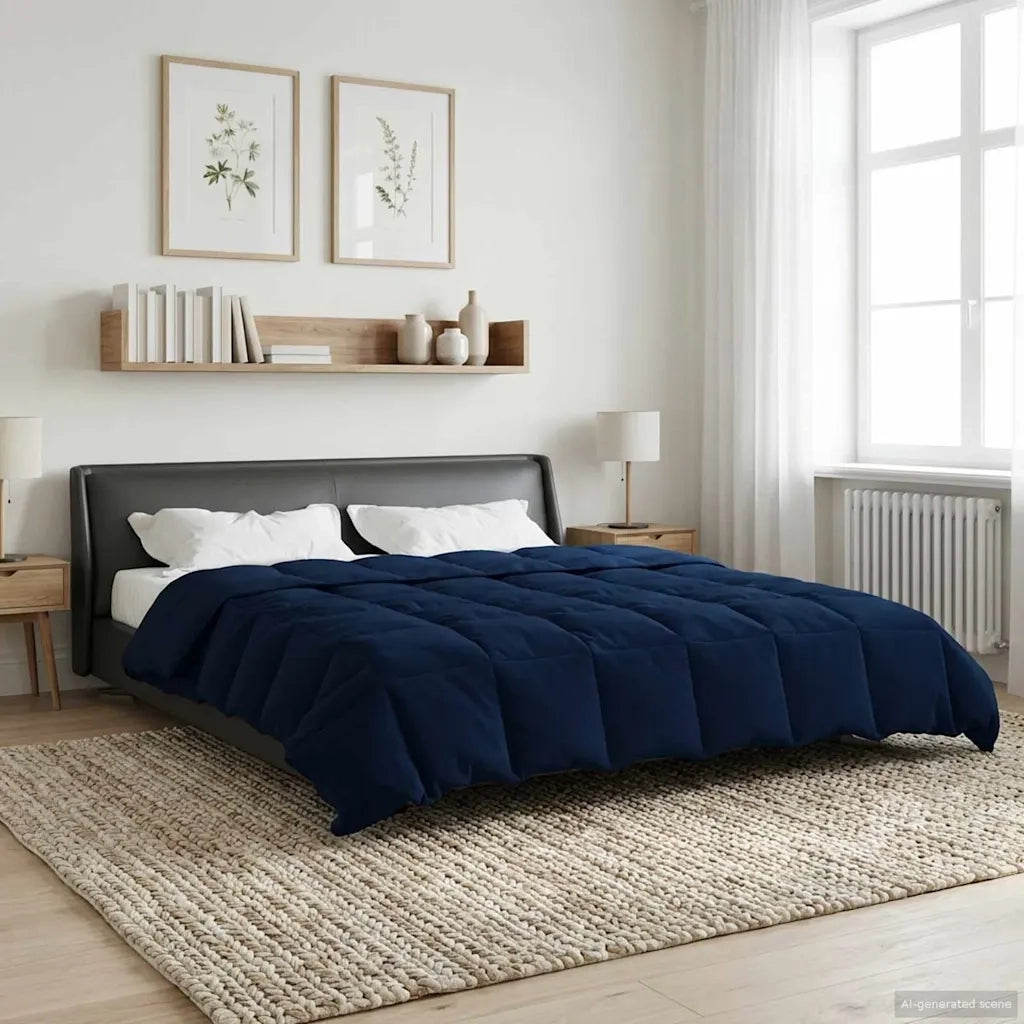 Duvet Invernale Trapuntato Blu Scuro 200 x 220 cm Microfibra 42026141