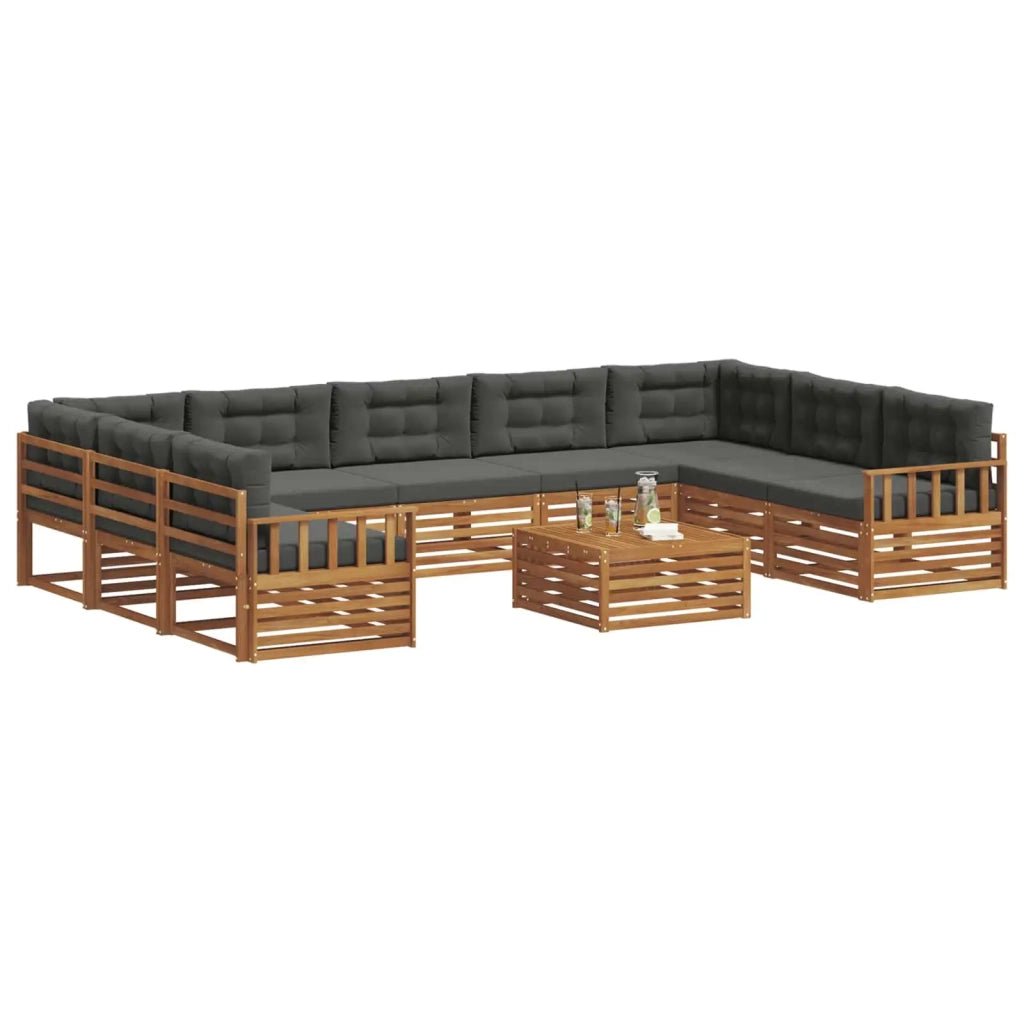 Set di divani da esterno 10 pcs Naturale e Antracite