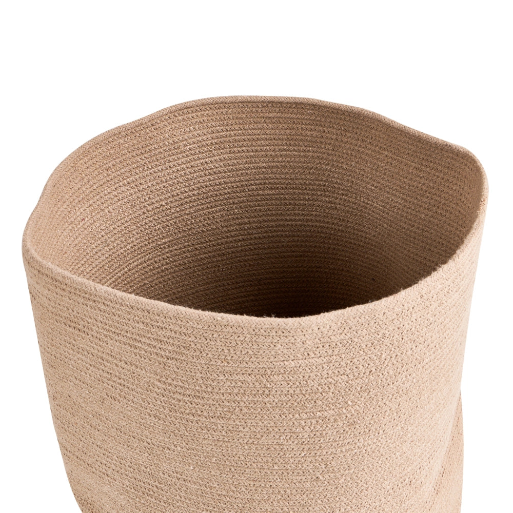 Cesto portaoggetti in cotone beige con coperchio, cesto per la biancheria, accessori in stile boho
