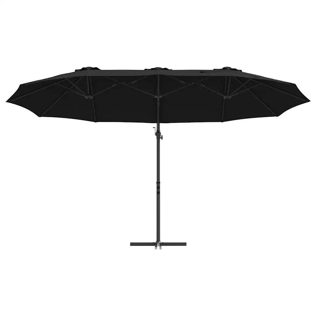Ombrellone-Ombrello da giardino Nero 372 x 198 x 243 cm Poliestere e Alluminio