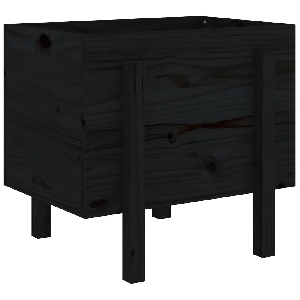 Fioriera da Giardino Nera 62x50x57 cm in Legno Massello di Pino 825209