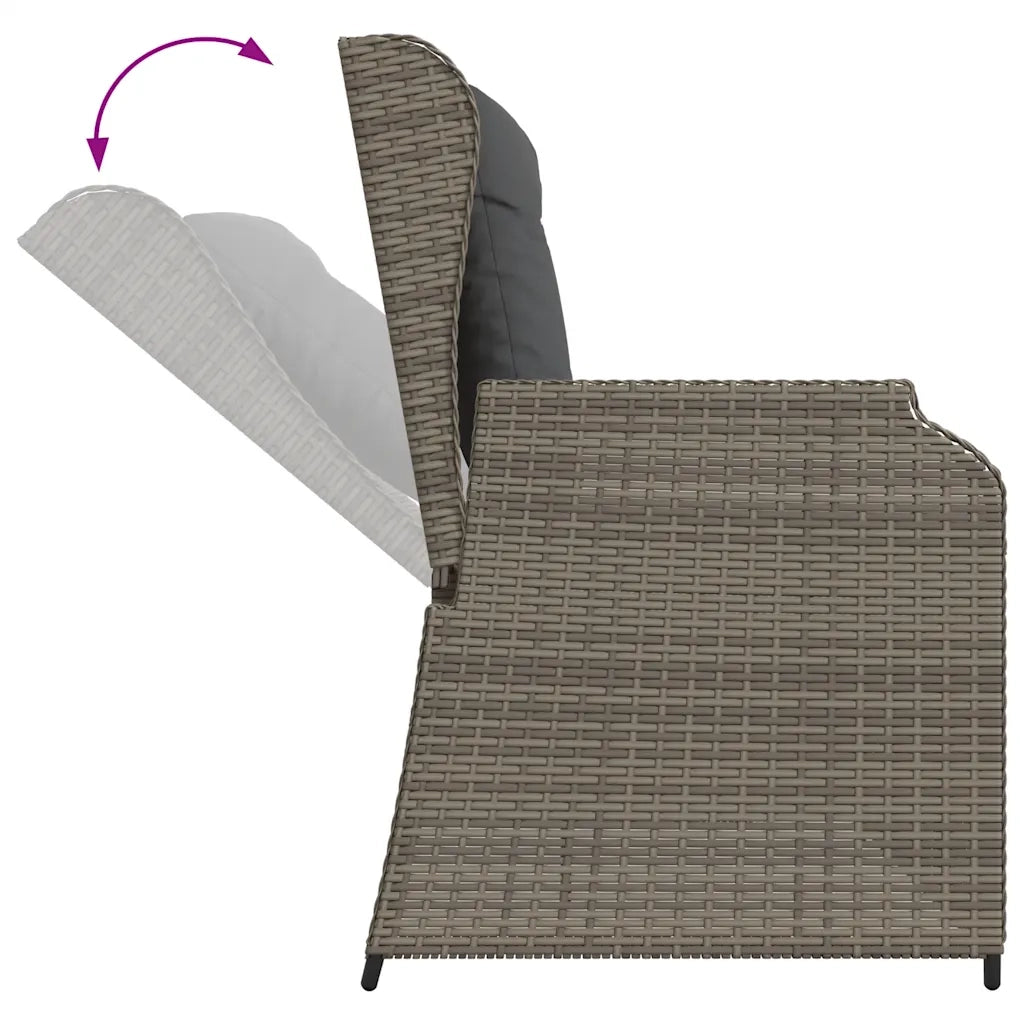 Set Divani da Giardino 3 pz con Cuscini in Polyrattan Grigio 3262102