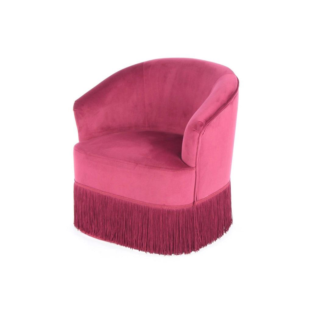 Poltroncina per bambini Alfred in velluto bordeaux con frange