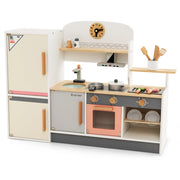 Cucina giocattolo per bambini 3 anni+ con frigorifero, Set da cucina in legno con lavandino e utensili da cucina-Cucine giocattoli