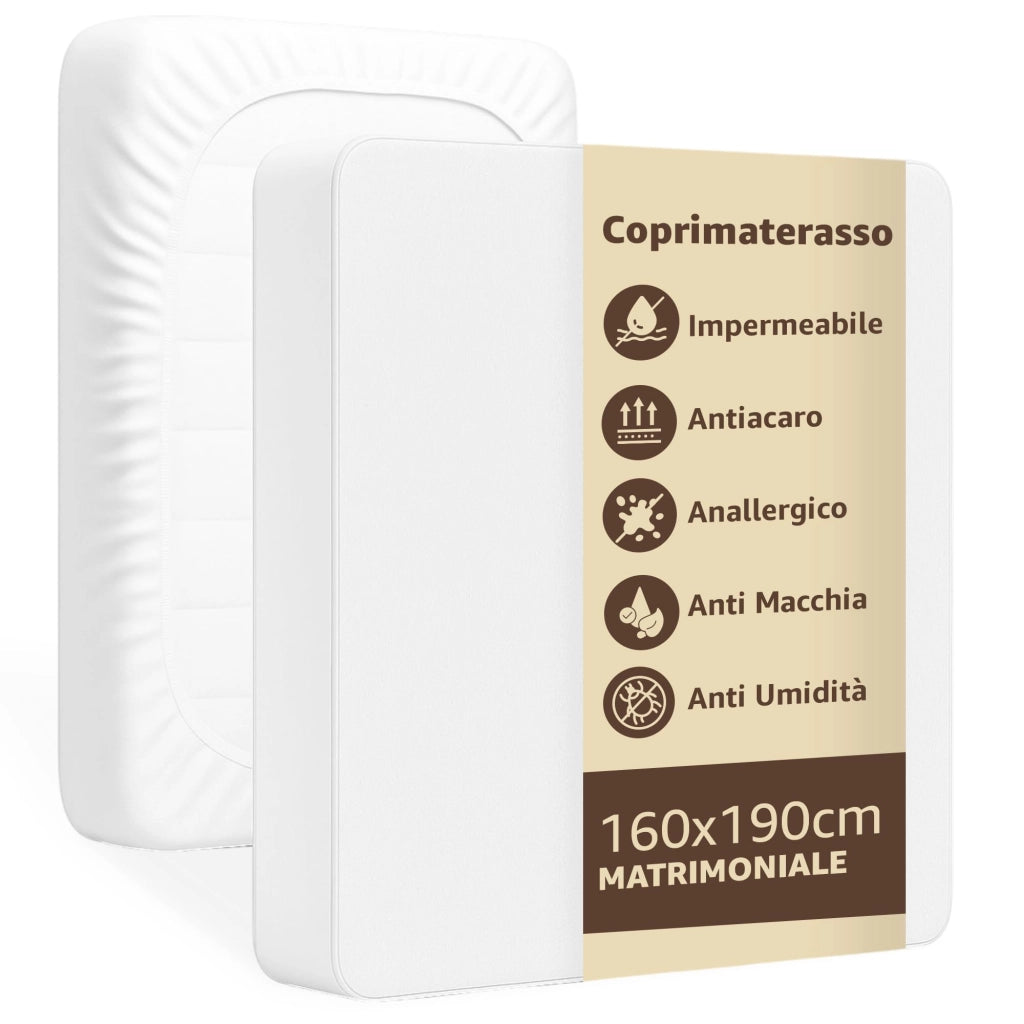SONIT - Coprimaterasso Impermeabile - Cerata Letto - Copri Materasso Antiacaro Anallergico - Anti Macchia e Umidità Misura: MATRIMONIALE 160X190