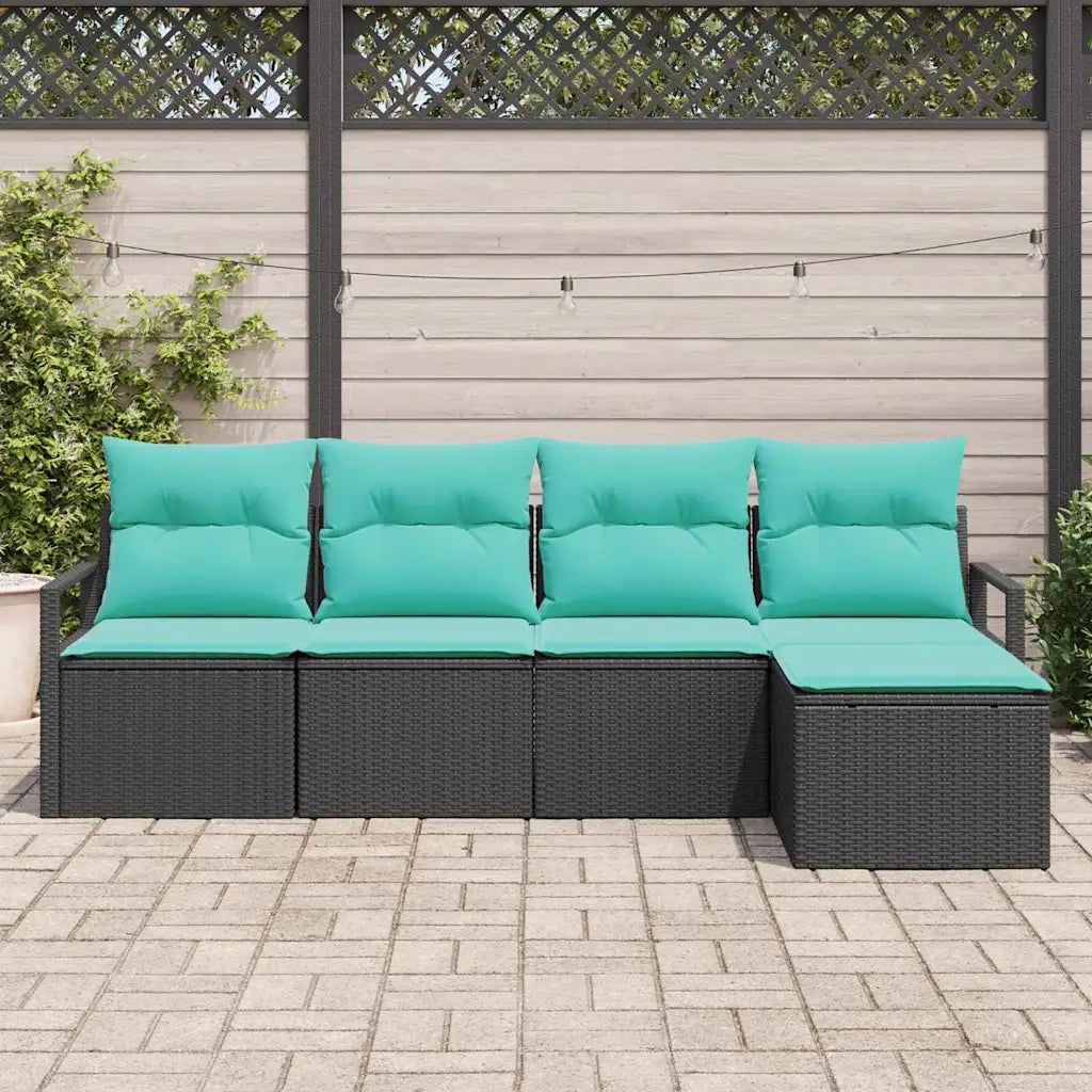 Set di divani 5 pz | Set Salotto da Giardino Nero polyrattan