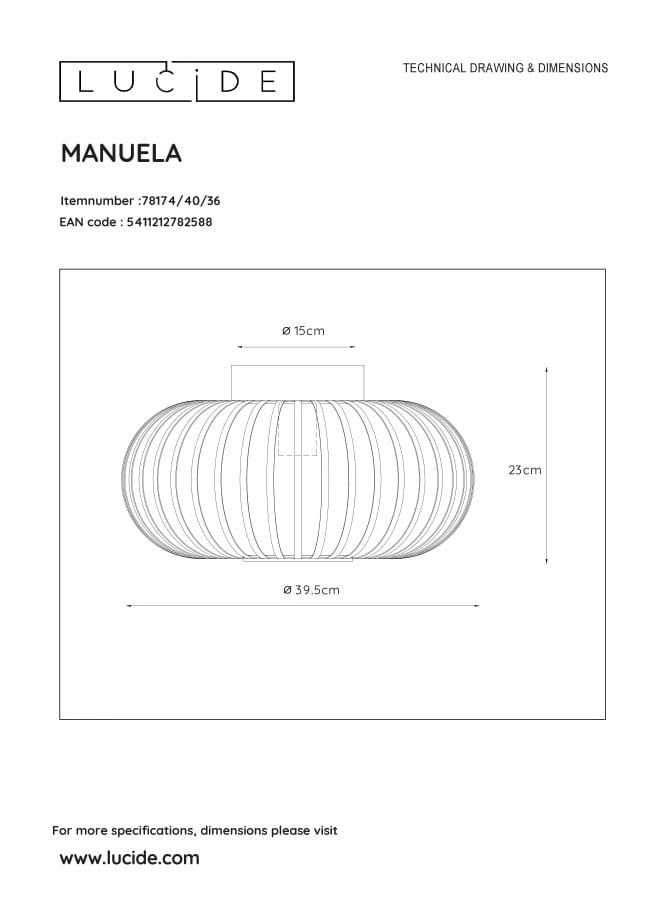 Plafoniera Lucide Manuela grigia metallo Ø40 E27 60W