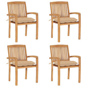 Sedie da Giardino Impilabili 4 pz con Cuscini Massello di Teak cod mxl 7021
