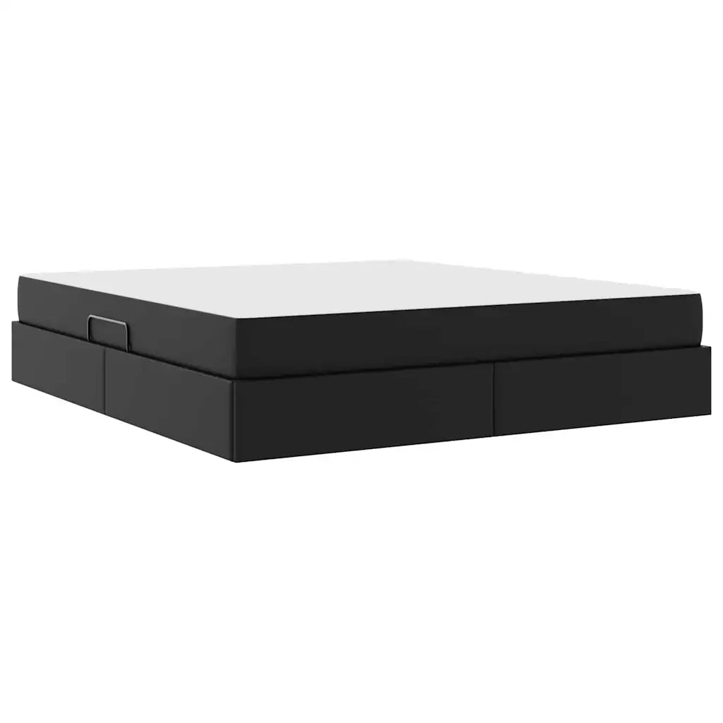 Letto con contenitore e materasso 2 pcs Nero Pelle 3399620