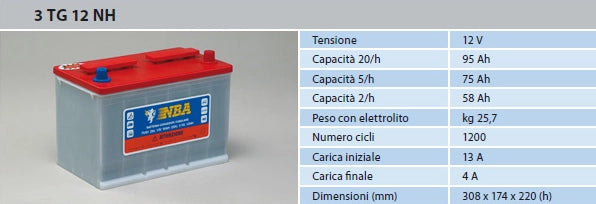 BATTERIA NBA PIASTRA TUBOLARE CORAZZATA 3TG12NH
