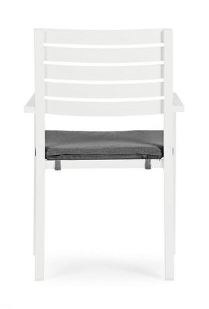 Set 4 Sedie da Giardino 55x56,5x86,5h cm con Braccioli e Cuscini Helina Bianco