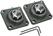 2 pezzi di bloklager UCF208 con foro 40mm, autoallineante, lager in acciaio inox cromato, guaina quadrata, base in ghisa fissa